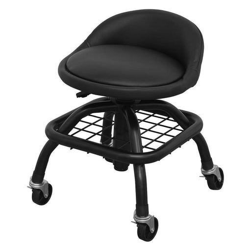 Sealey Creeper Stool Pneumatic with Adjustable Height Swivel Seat & Back Rest Sealey  - Town Parts