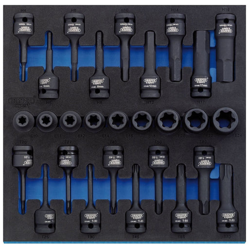 Draper TX-STAR Impact & Hex Socket Set in 1/2 Drawer EVA Insert Tray, 1/2" Sq. D Draper  - Town Parts