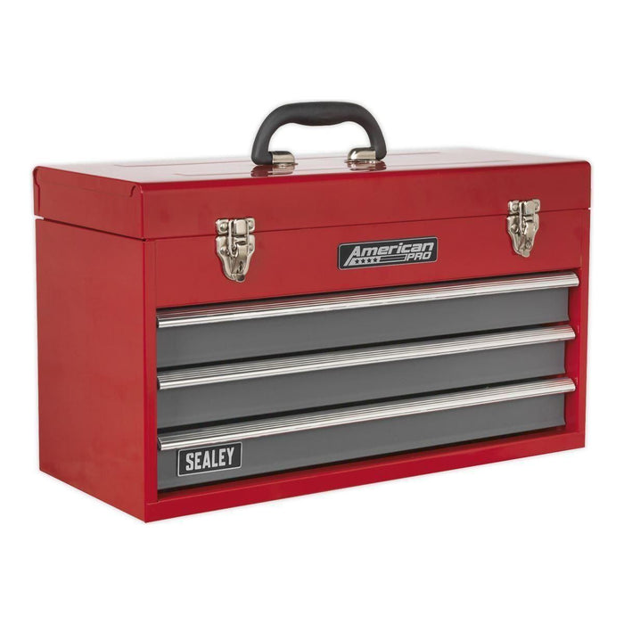 Sealey Tool Chest 3 Drawer Portable with Ball-Bearing Slides Red/Grey AP9243BB Sealey  - Town Parts