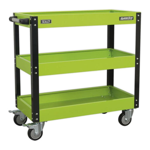 Sealey Workshop Trolley 3-Level Heavy-Duty Hi-Vis Green CX110HV Sealey  - Town Parts