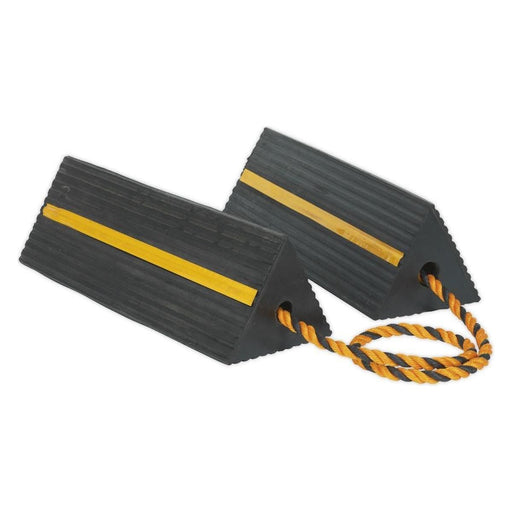 Sealey Heavy-Duty Rubber Wheel Chocks Pair WC11 Sealey  - Town Parts