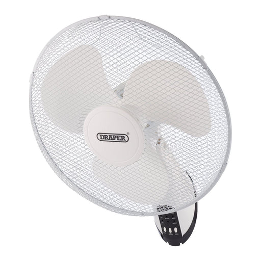 Draper 230V Oscillating Wall Mounted Fan with Remote Control, 16"/400mm, 3 Speed Draper  - Town Parts